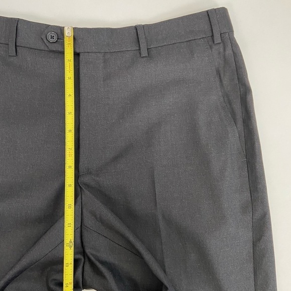 Santorelli Roma Flat Front Wool Dress Pants in Charcoal - Picture 12 of 13